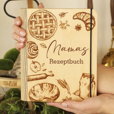 Personalisierte Mama Hölzerne Rezeptbuch Für Weihnachten Geschenk