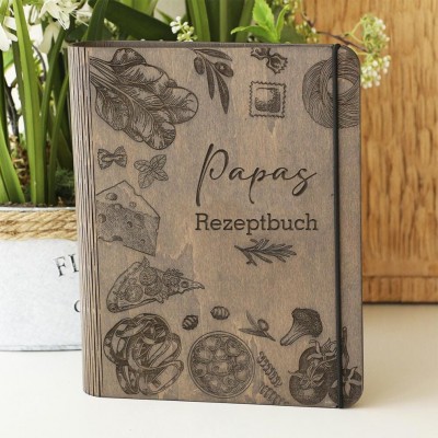 Personalisierte Papa Hölzerne Rezeptbuch Für Weihnachten Geschenk