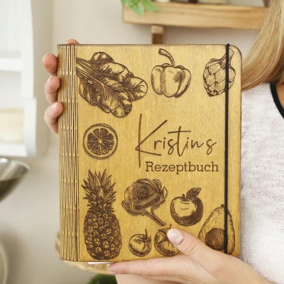 Personalisierte Familie Hölzerne Rezeptbuch Für Weihnachten Geschenk