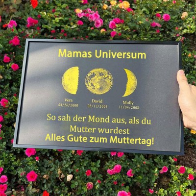 Personalisierte Mama's Universum Mondphase drucken Rahmen mit Kindernamen einzigartige Muttertag Geschenke