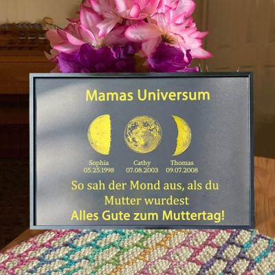 Individueller Mama's Universum Mondphase Rahmen mit Kindernamen für Muttertag Geschenk