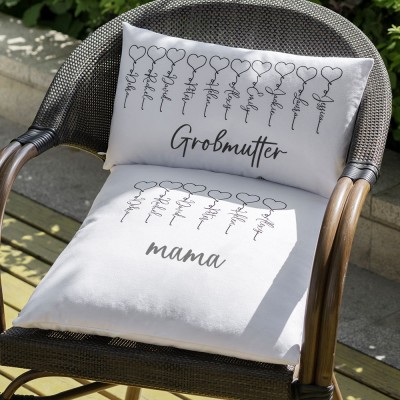 Personalisierte Familienkissen Gravur 1-16 Namen für Mama Geschenk