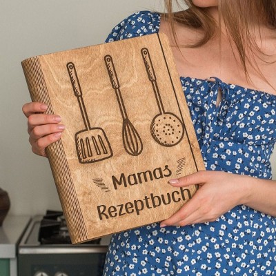 Personalisierte Mama Hölzerne Rezeptbuch Für Weihnachten Geschenk