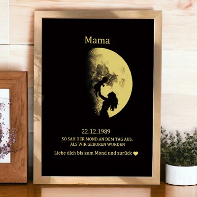 Individueller Mondphase Kunstrahmen für Mama Oma Muttertag Geschenk