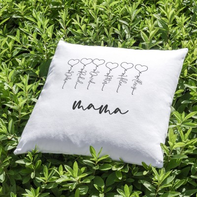 Personalisierte Familienkissen Gravur 1-16 Namen für Mama Geschenk