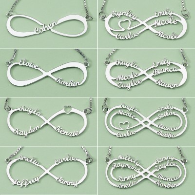 Personalisierte Infinity Namenskette mit 1-8 Namen