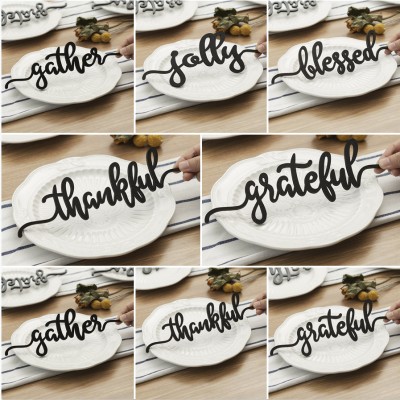 Set mit 8 Thanksgiving-Platzkarten für Esstischdekor-Wörter-Zeichen
