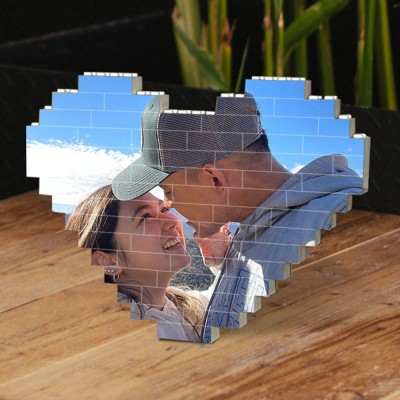Personalisierte Herz-Foto-Block-Puzzle-Baustein-Jubiläums-Geburtstags-Valentinstag-Geschenkideen