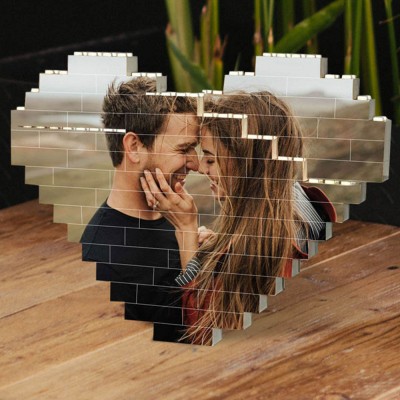 Personalisierte Herz-Foto-Block-Puzzle-Baustein-Jubiläums-Geburtstags-Valentinstag-Geschenkideen