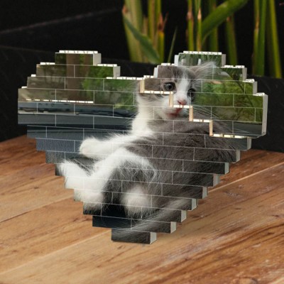 Personalisiertes Herz Fotoblock Puzzle Baustein Geschenk für Haustier