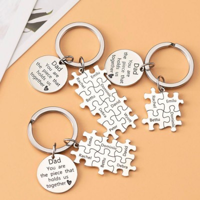 Vatertagsgeschenk Personalisierte Papa Puzzle Schlüsselanhänger Gravur 1-20 Namen