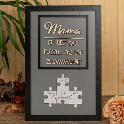 Benutzerdefinierte Mama Puzzle Zeichen mit Namen der Kinder für Mama Oma Muttertag