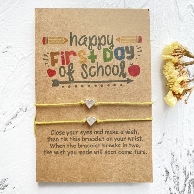 Back to School Armband Erster Schultag Herzwunsch Geschenk für Kinder 2er Set