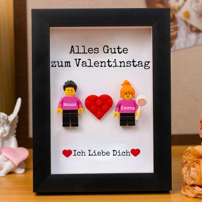 Personalisierte Figur mit Rahmen für Paar Valentinstagsgeschenk