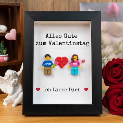 Personalisierte Figur mit Rahmen für Paar Valentinstag Geschenk