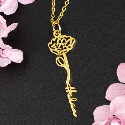 Personalisierte Blumennamenskette mit Geburtsblumengeschenk für Sie 
