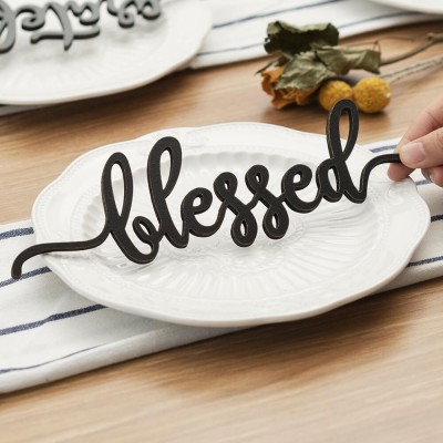 Thanksgiving-Platzkarten für Esstisch Dekor Gesegnetes Wort Zeichen