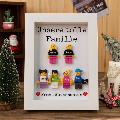 Personalisierte Tiny Figur mit Rahmen für Familie Weihnachtsgeschenk
