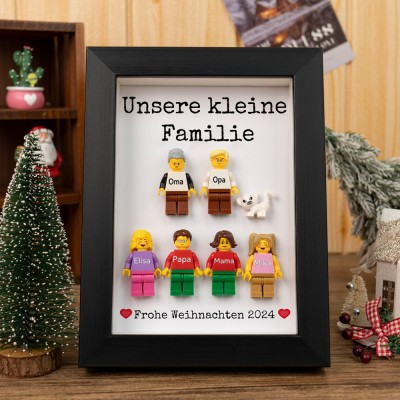Personalisierte Tiny Figur mit Rahmen für Familie Weihnachtsgeschenk