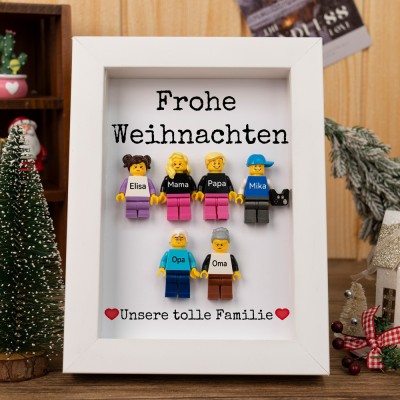 Personalisierte Tiny Figur mit Rahmen für Familie Weihnachtsgeschenk