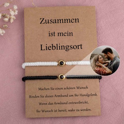 Personalisiertes Foto-Gedenkprojektionsarmband für Paare zum Valentinstag