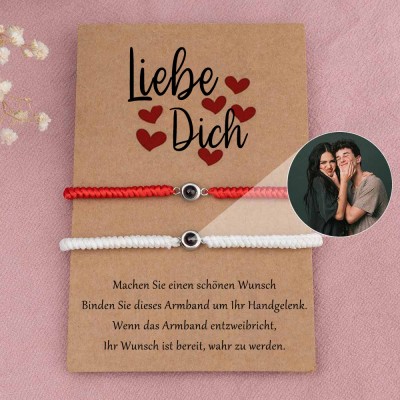 Personalisiertes Foto-Projektionsarmband für ein Paar zum Valentinstag