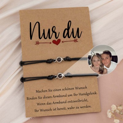 Personalisiertes Foto-Projektionsarmband für ein Paar zum Valentinstag