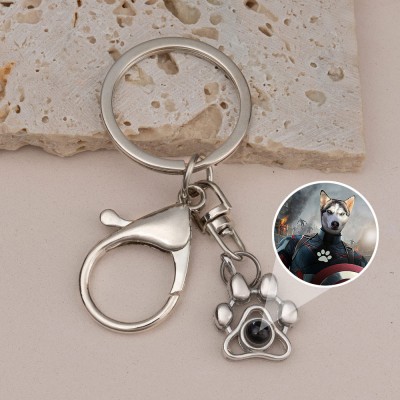 Personalisierter Fotoprojektions-Schlüsselanhänger für Hunde-Haustierliebhaber