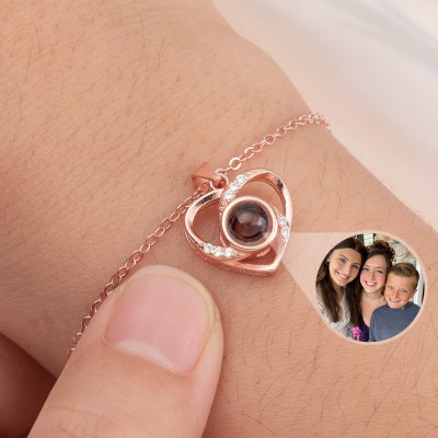 Personalisiertes Memorial-Fotoprojektions-Herz-Charm-Armband