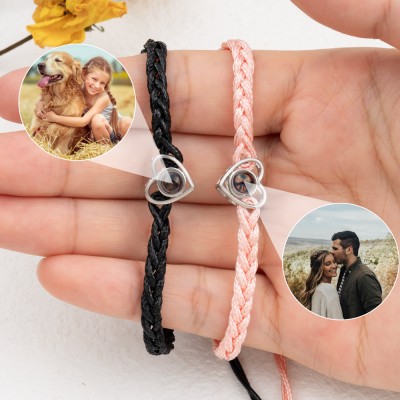 Personalisiertes Herzarmband mit Fotoprojektion für Ehefrau, Seelenverwandte, Geschenkideen zum Valentinstag