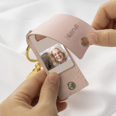 Personalisierter rosa Foto-Schlüsselanhänger für Oma