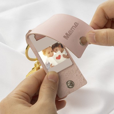 Personalisierter rosa Foto-Schlüsselanhänger für Mama