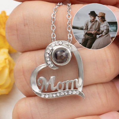 Personalisierte Projektions-Foto-Herz-Halskette für Mama als Weihnachtsgeschenk