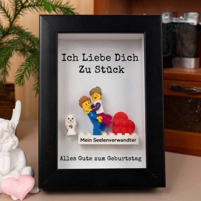 Personalisierte Kleine Figur mit Rahmen und Ziegelstein für Paar Geburtstag Jahrestag Geschenk