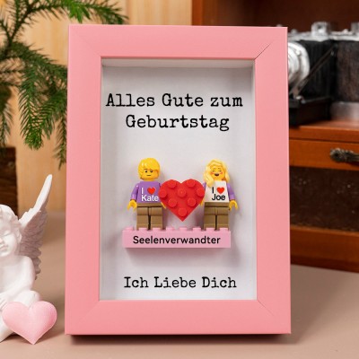 Personalisierte Kleine Figur mit Rahmen und Ziegelstein für Paar Geburtstag Jahrestag Geschenk