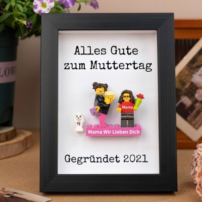 Personalisierte Kleine Figur mit Rahmen und Ziegelstein für Mama Muttertag Geschenk