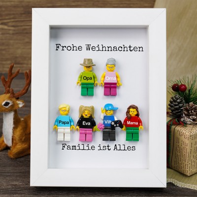 Personalisierte Tiny Figur mit Rahmen für Familie Weihnachtsgeschenk