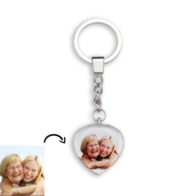 Benutzerdefinierter Kristall Foto Schlüsselanhänger Personalisiertes Bild Herz Geschenke
