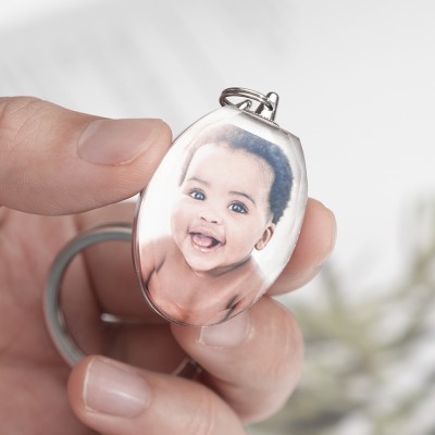 Benutzerdefinierter Kristall Foto Schlüsselanhänger Personalisiertes Baby Kinder Geschenk
