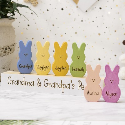 Ostern Peeps Zeichen personalisierte gravierte Name Holzhase Wohnkultur Opa Oma Geschenk