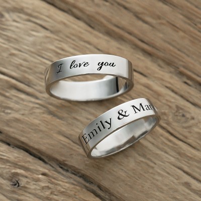 Personalisierter passender Ring schwören Stapelring 2er-Set