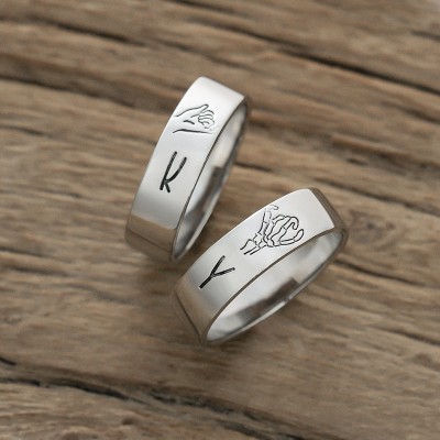Personalisierter passender Ring schwören Stapelring 2er-Set