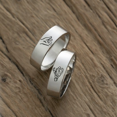 Personalisierter passender Ring schwören Stapelring 2er-Set