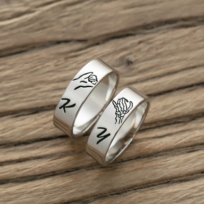 Personalisierter passender Ring schwören Stapelring 2er-Set