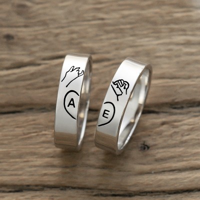 Personalisierter passender Ring schwören Stapelring 2er-Set