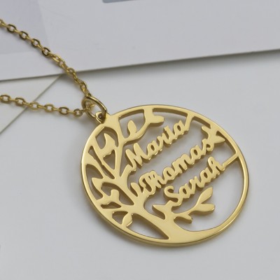 Personalisierte Familienstammbaum-Namen gravierte Halsketten für Oma-Mama-Geschenk