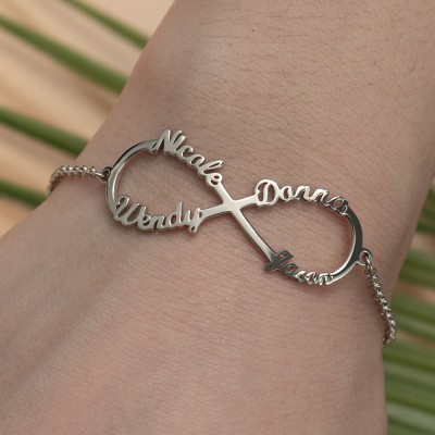 Personalisiertes Infinity Names Armband mit 1-4 Namen