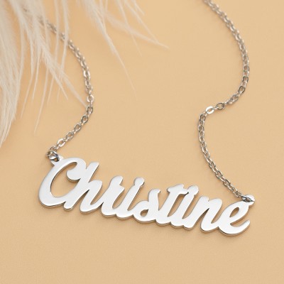 Silberne personalisierte personalisierte Namenskette im "Carrie" Stil