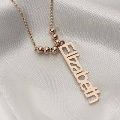 18 Karat Rosévergoldung personalisierte vertikale Gravur Namenskette