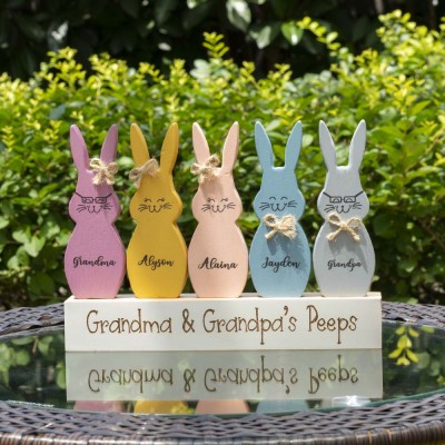 Ostern Peeps Zeichen personalisierte gravierte Name Holzhase Wohnkultur Opa Oma Geschenk